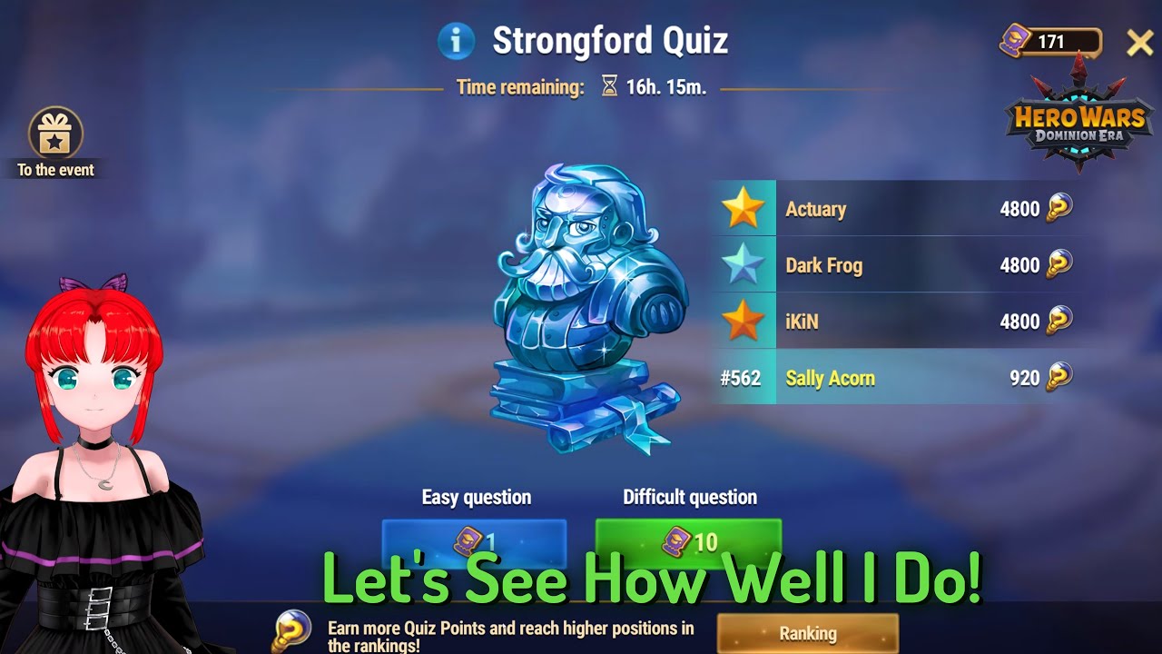 Using 171 Quiz Tickets in the Strongford Quiz &mdash; Hero Wars: Dominion Era