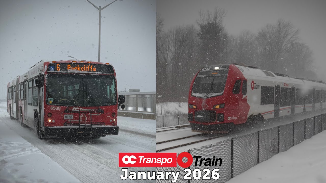 O-Train & OC Transpo Bus Action in Heavy Snow — January 2026 | #octranspo