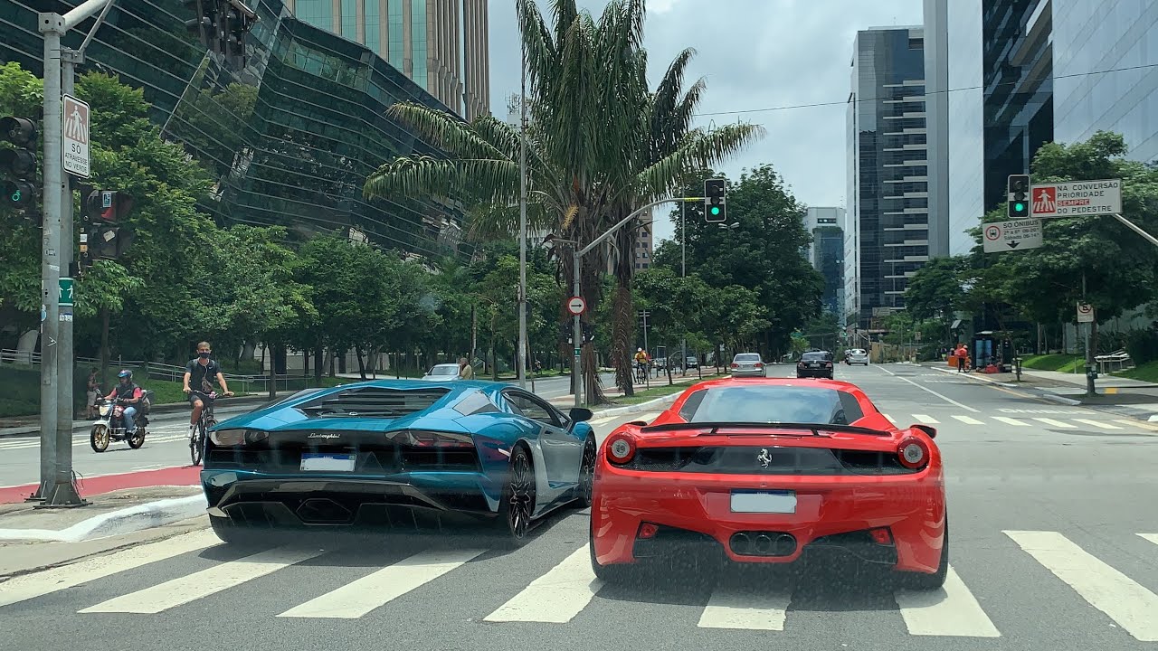 Lamborghini Aventador S e Ferrari 458 Itália hard acceleration in São Paulo. *João Vilkas*