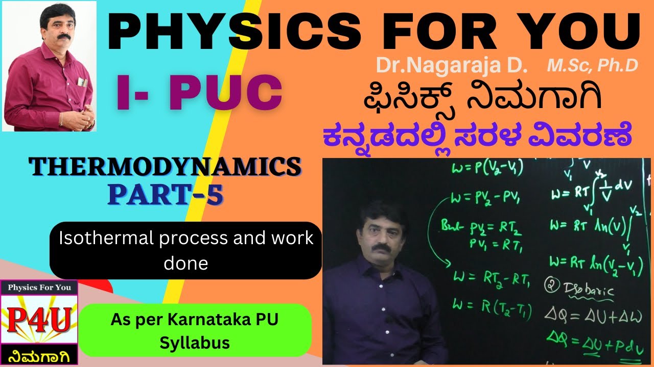 Work Done in Isothermal and Other Processes | Thermodynamics Part 5 | 1st PUC in Kannada