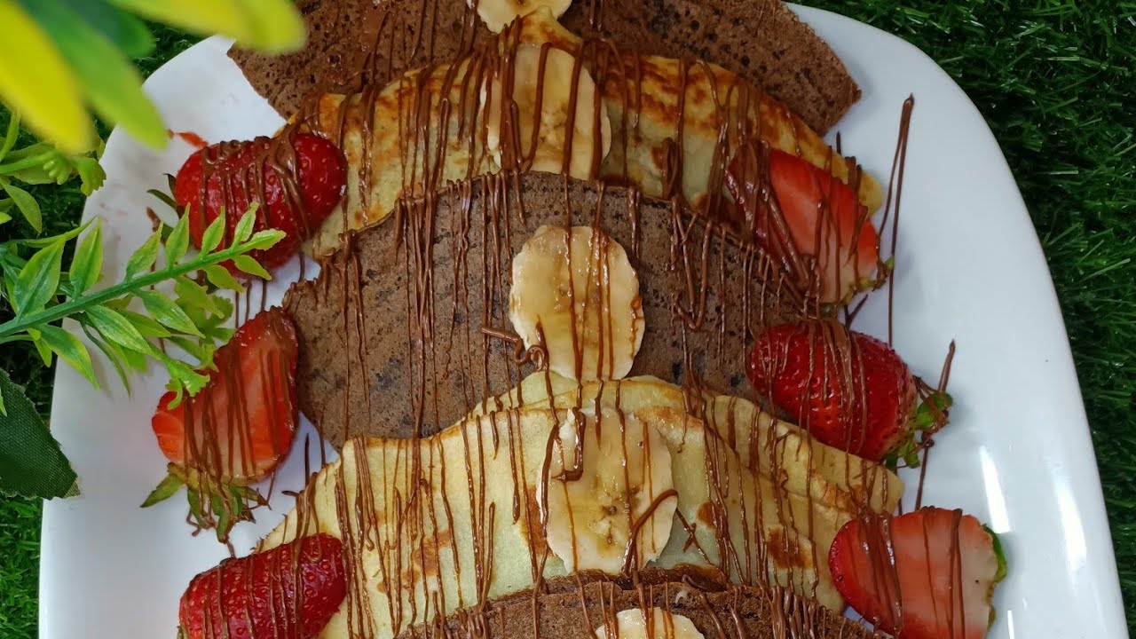 كريب بنكهتين فانيلا وشوكولا 😋 ويدون غلوتين 🌽