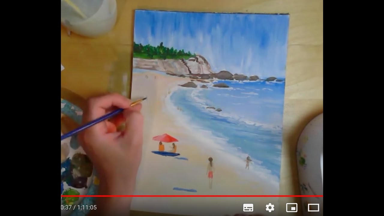 How to Paint a Beach Scene - Easy Acrylic Painting Tutorial for Beginners