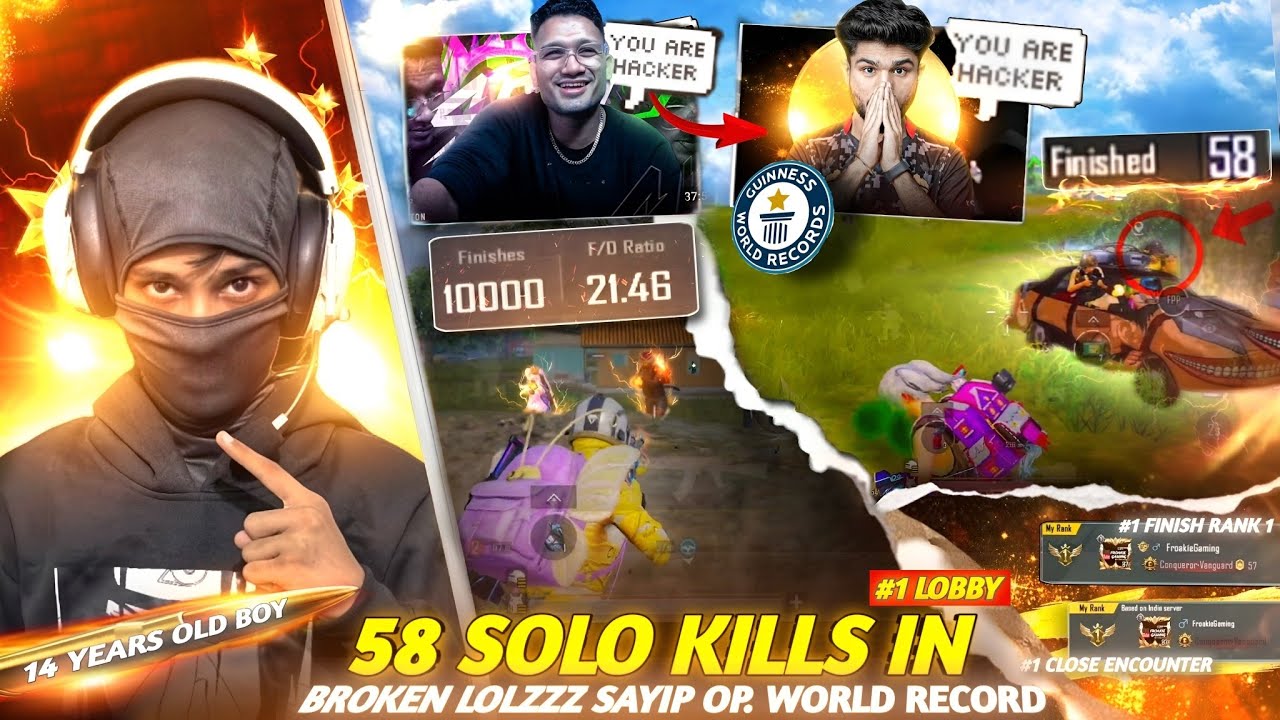 58 SOLO KILLS IN CONQUEROR LOBBY |14 YEARS OLD BOY BROKE @LoLzZzGaming @Sayip0P WORLD RECORD|😳#bgmi 