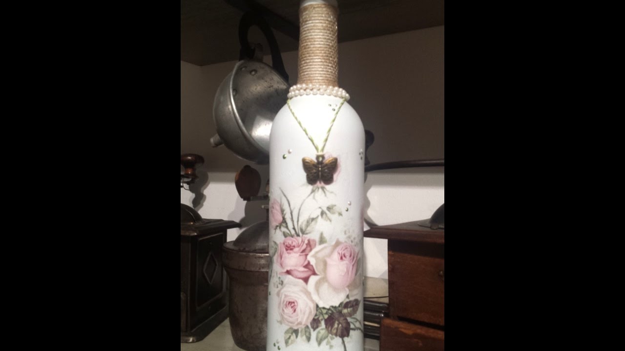Cómo reciclar una botella de cristal con decoupage