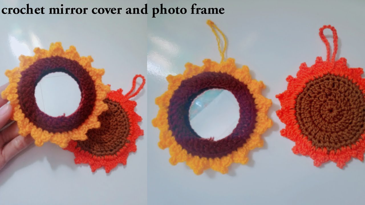 crochet photo frame or mirror cover | crochet souvenir ideas