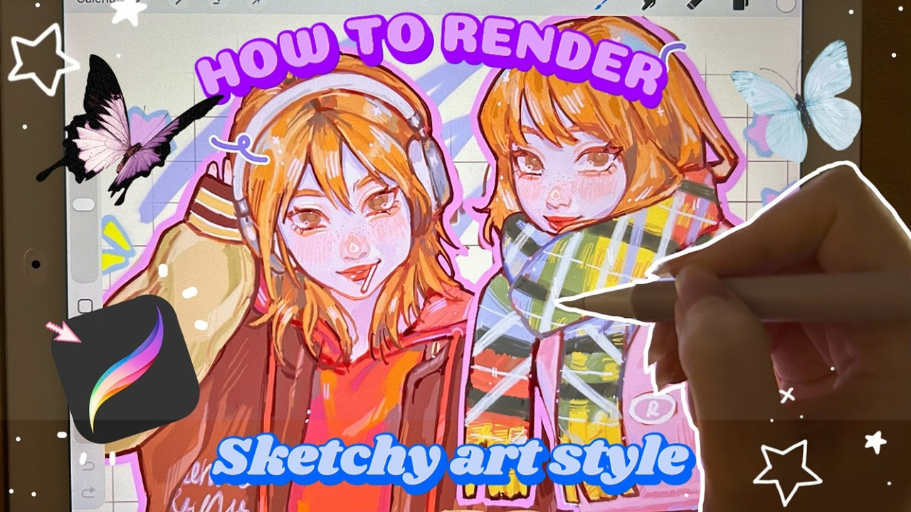 Draw with me Pinterest Girls ♡︎ Full process ✧ Sketchy art style ✧ Real time Ipad ASMR ✧ Procreate