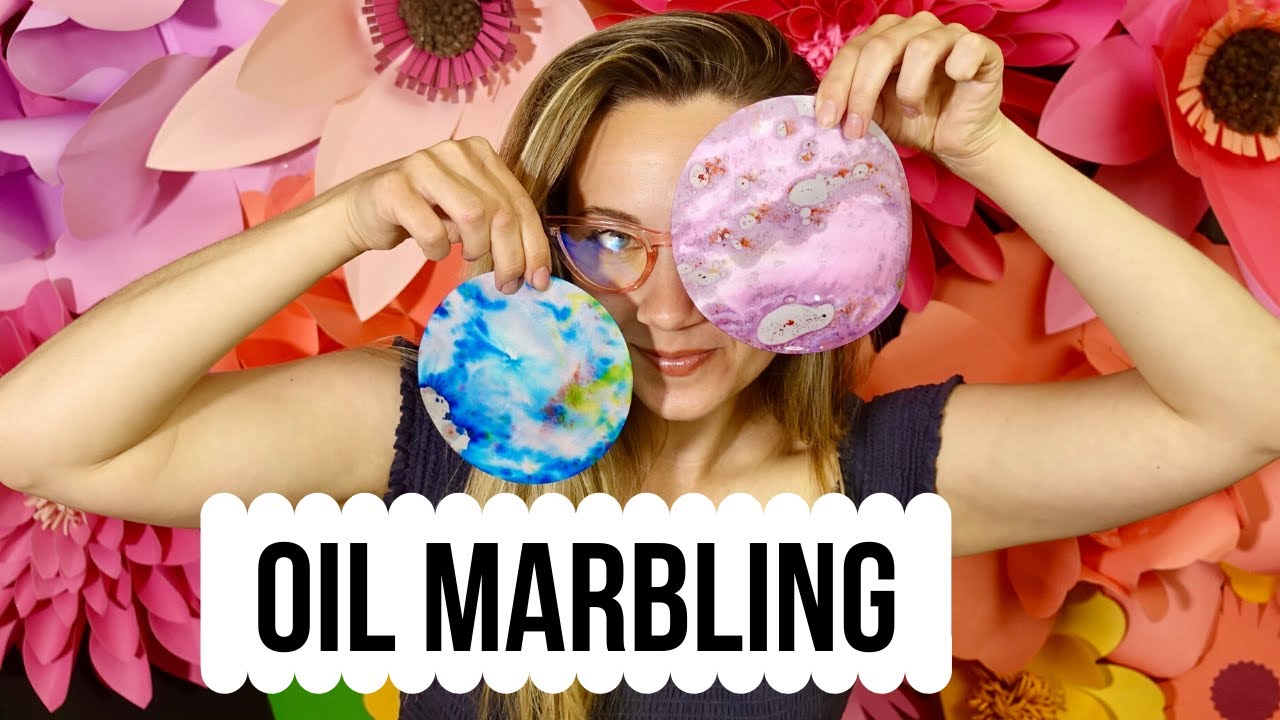 Oil Marbling on Paper with Food Coloring ll Easy kids craft
