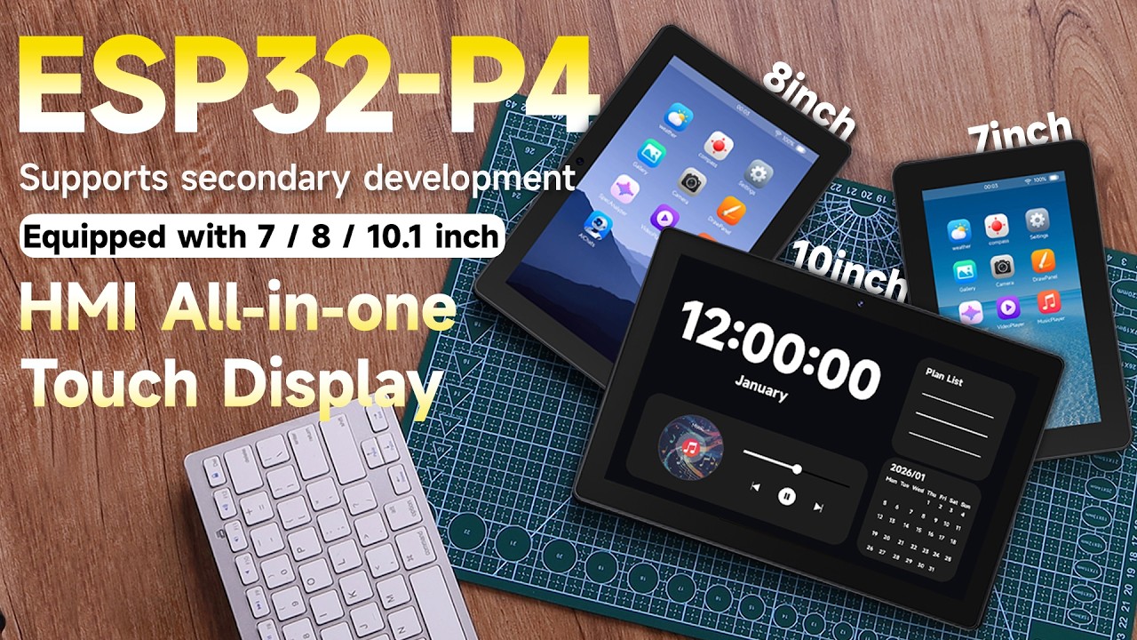 7/ 8/10.1 inches ESP32 P4 WIFI6 Touch LCD,All-in-One: Display & Camera,Industrial-Grade & Metal Case
