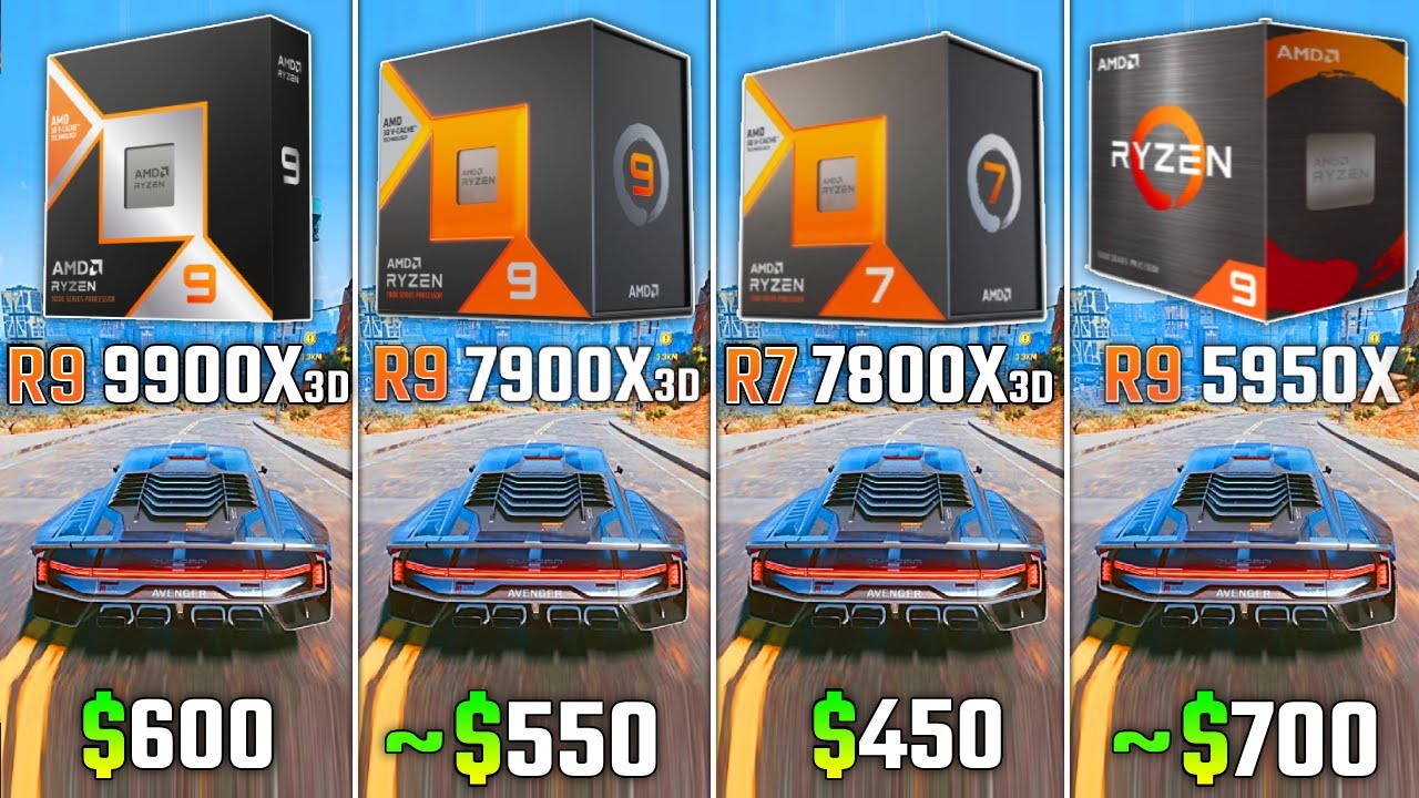 RYZEN 9 9900X3D vs RYZEN 7900X3D vs RYZEN 7 7800X3D vs RYZEN 5950X | Test in 6 Games