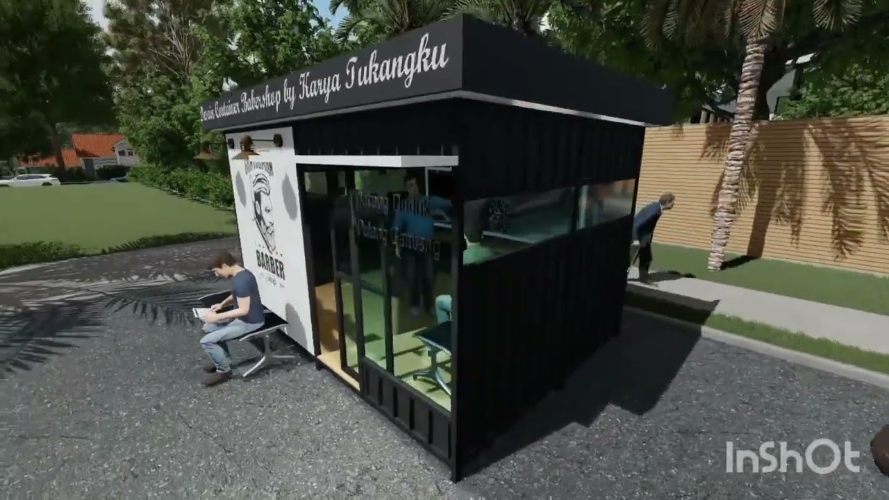Desain Minimalis Container Barbershop 4x3 Meter Bahan Bajaringan