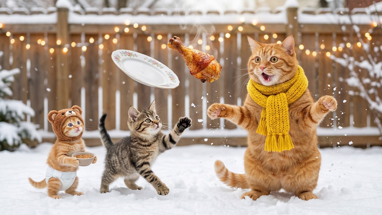 Mama Cat’s Christmas Kitchen Chaos 🎄🐱🍗