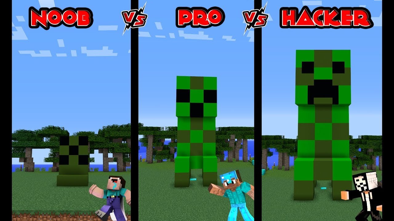 Minecraft Battle: NOOB vs PRO vs HACKER: BUILD CREEPER CHALLENGE in Minecraft (0+)
