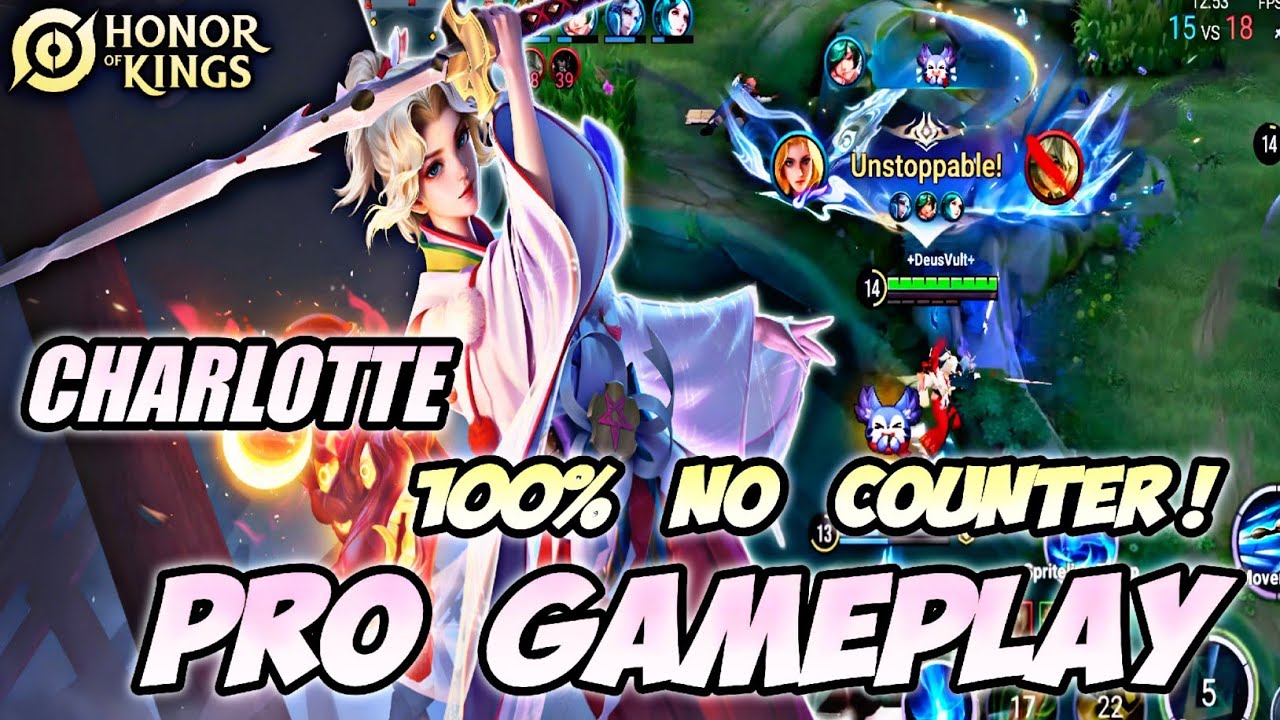 CHARLOTTE 100% NO COUNTER! BEST CLASH LANE - PRO GAMEPLAY EPICK COMEBACK MOMENT | HOK X SNK