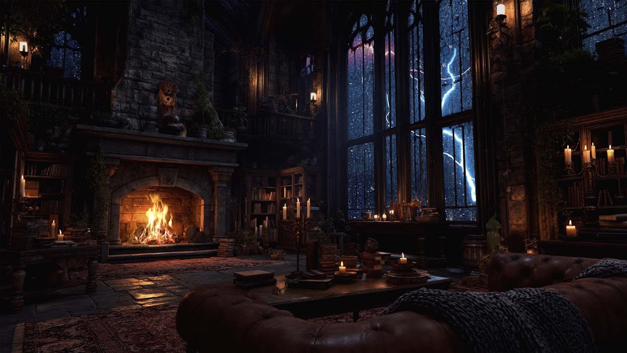 When the Storm Meets the Old Castle – Historic Rain, Thunder & Firelight for Healing Sleep