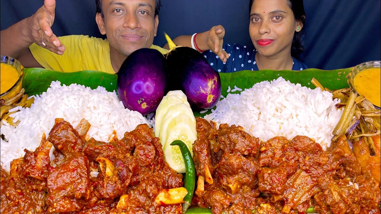 SPICY MUTTON KOSHA 🔥 & Water Lily Fry Traditional Bengali Meal | Brinjal Bhorta Mukbang | Dal Chawal