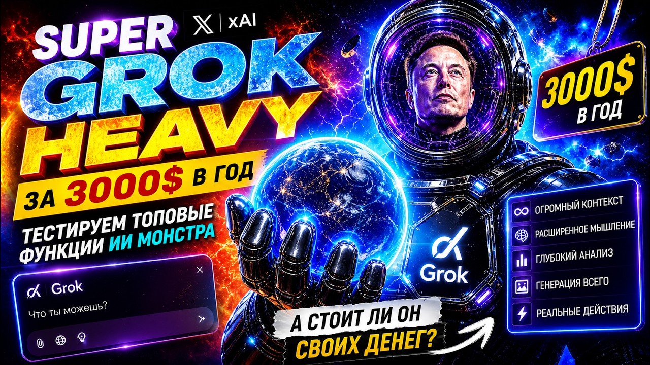 Купил Super Grok Heavy за 3000$ в год. 🔥 Стоит ли он своих денег? Полный обзор ИИ Монстра от xAI 🚀