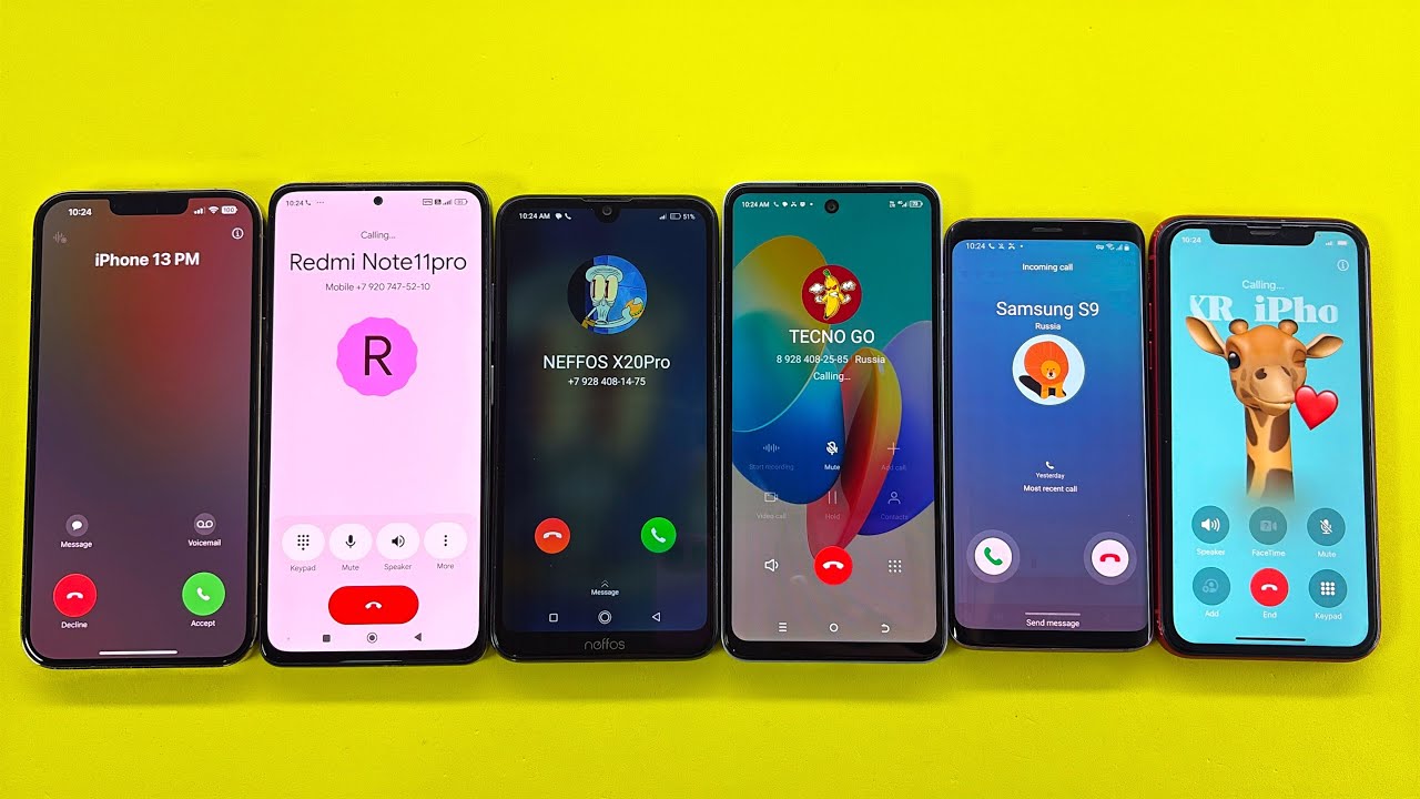 Incoming Call IPhone 13PM + Samsung S9 + Neffos X20 | Outgoing Call iPhone XR+Xiaomi Note 11+TECNO