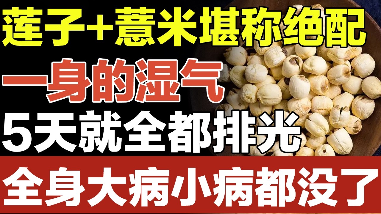 莲子+薏米堪称绝配，把一身的湿气全都排光，全身大病小病都没了【养生妙招】#祛湿