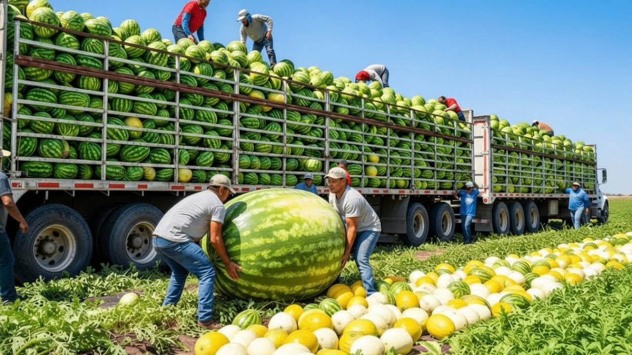 Inside a modern watermelon factory – millions of watermelons are automatically harvested every day