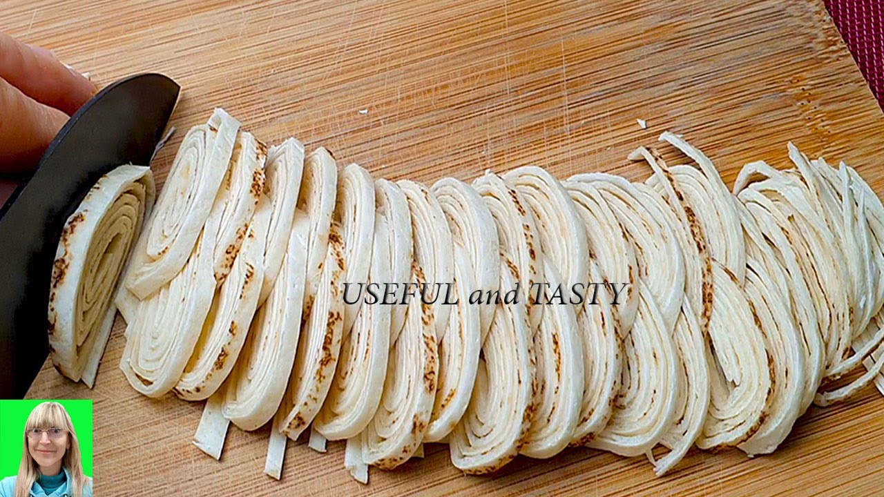 Cut the tortilla into thin strips! This recipe makes me happy when I eat pizza.