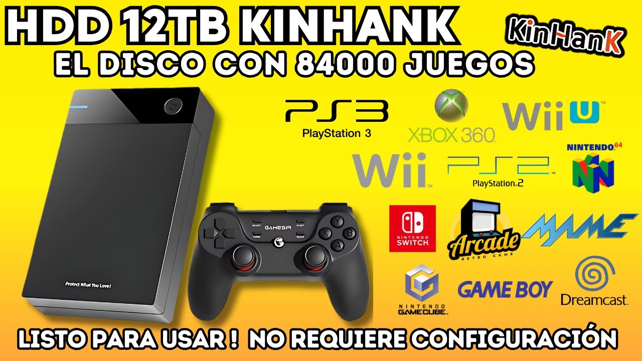 El Disco de 12TB con 84000 Juegos Incluidos PS3 360 Y SWITCH! KinHank HDD 12TB Plug and Play