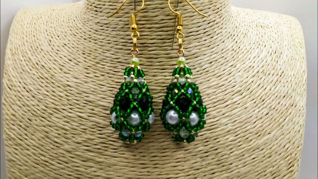 Серьги Фаберже из бусин и бисера. Мастер класс #бисероплетение #бусины #украшения #серьгимастеркласс