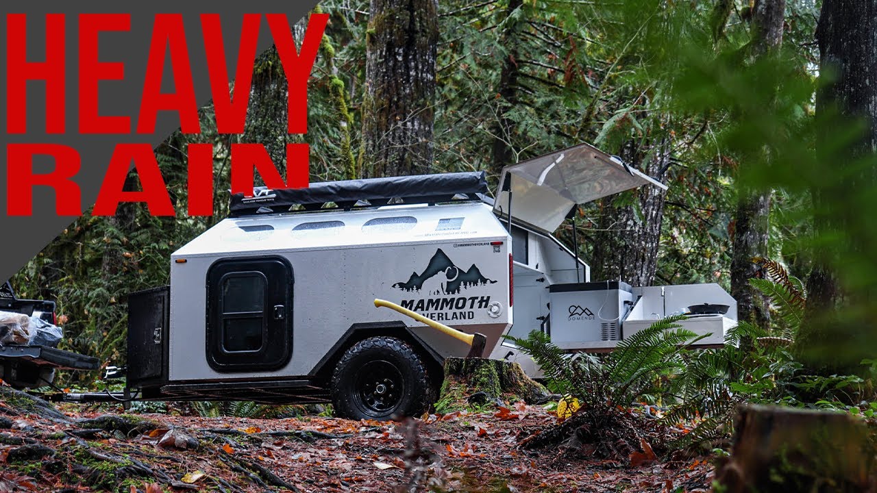 CAMPING in HEAVY RAIN (RIVER FLOOD WARNING) || Overlanding in the Pacific Northwest || Off the Grind