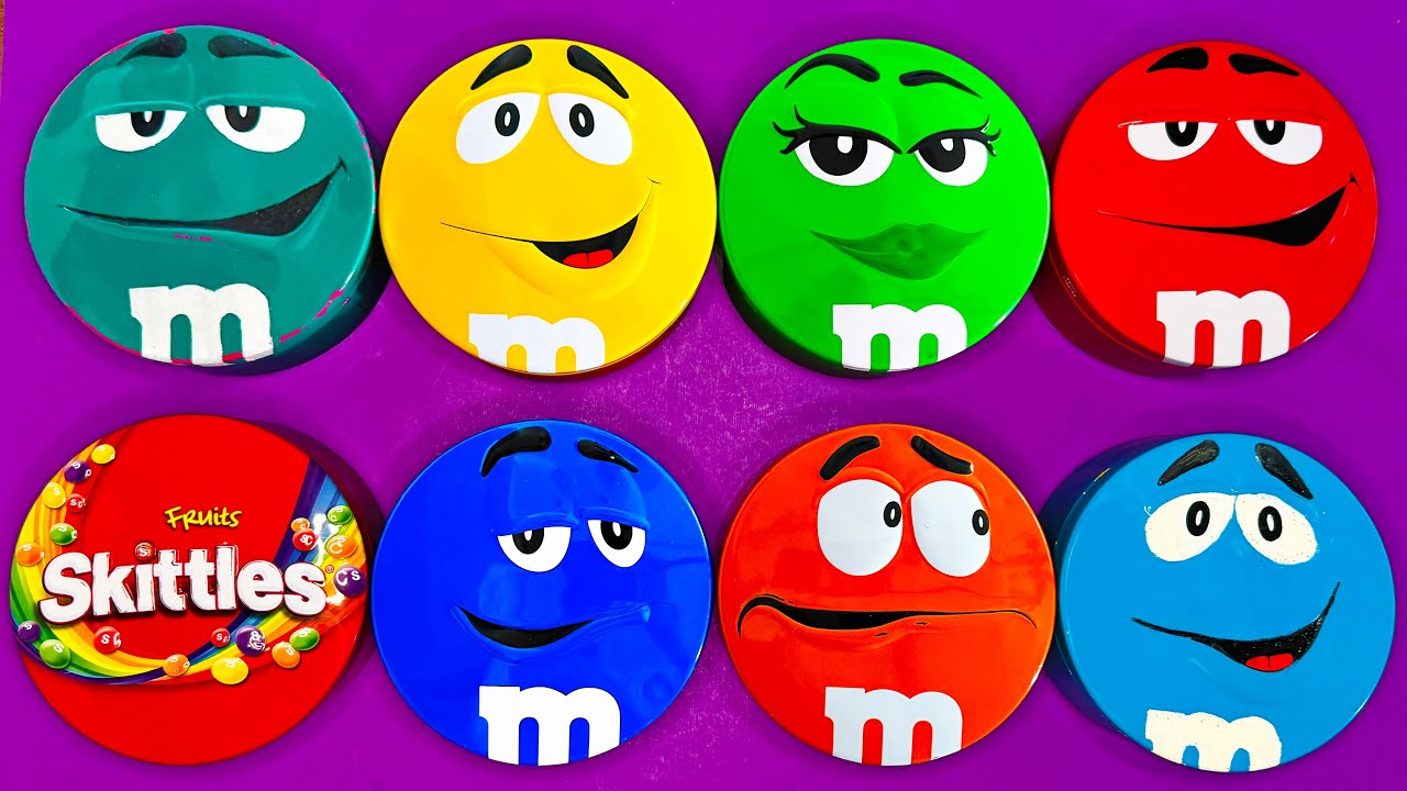 Satisfying Video | Beautiful Unpacking Rainbow Skittles & Yummy M&M'S Candy From Brilliant Tins ASMR