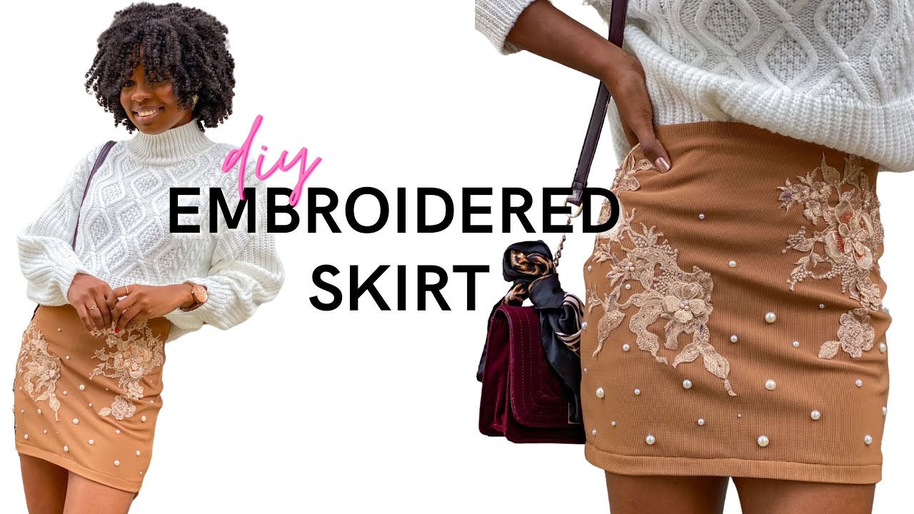 DIY Embroidered Skirt (with Appliqu&eacute; and Pearls) | DIYs with Igho | Love Igho