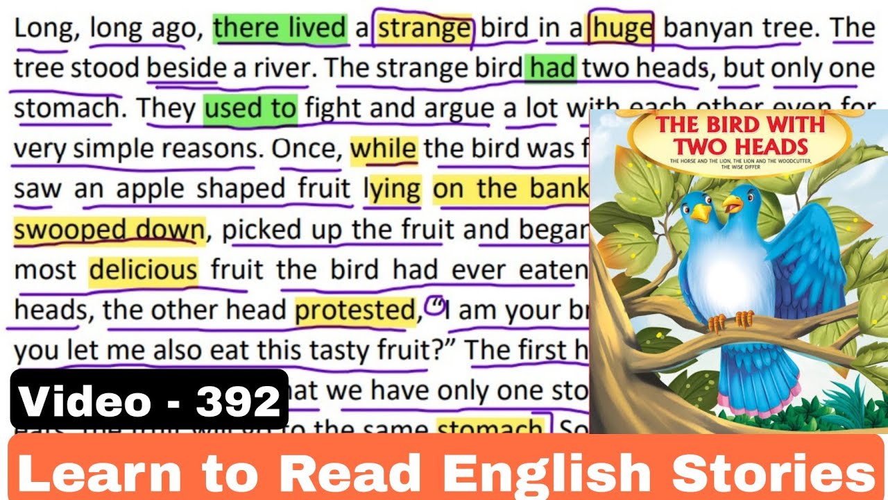 How to Read English Stories - Panchtantra English Stories - The bird with Two Heads