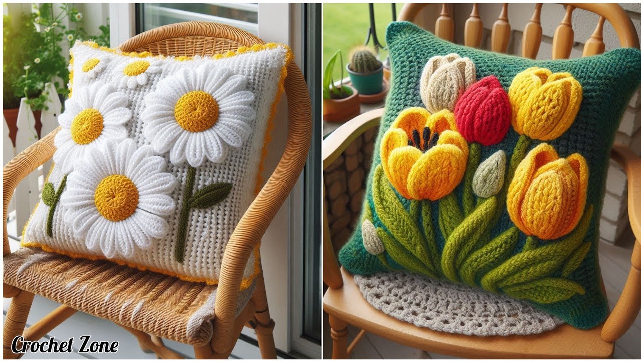 Trendy Crochet Cushion Cover Patterns | Handmade Home D&eacute;cor | Crochet Cushions Cover Design Ideas. 