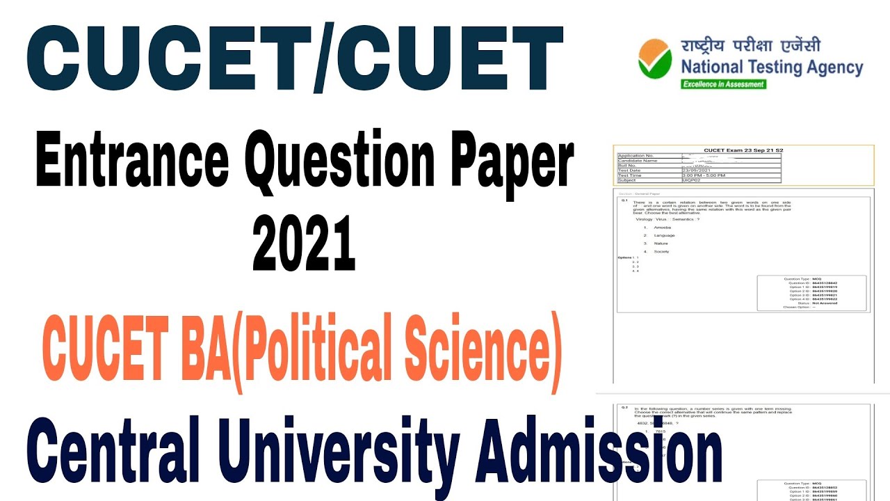 cucet ba political science entrance question paper 2021 cuet ba sample paper cucet admission 2022