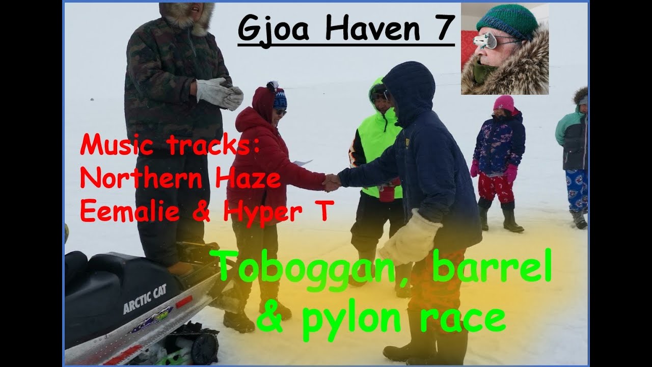 Gjoa Haven 7 - Uqsuqtuuq  ᐅᖅᓱᖅᑑᖅ Sliding, barrel and pylon skidoo racing.
