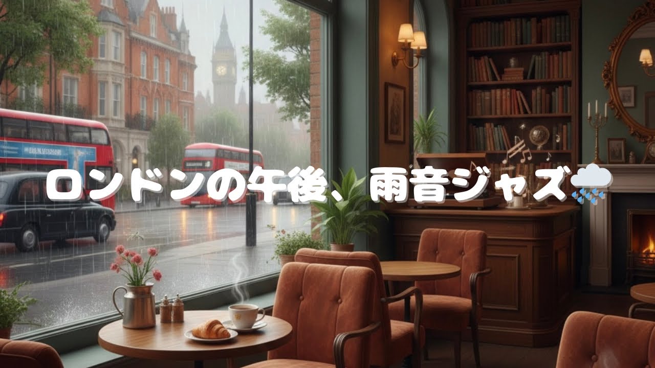 【フリーBGM】1時間 ロンドンの午後、雨音ジャズ｜Afternoon Rain Sounds Jazz in London – 作業・リラックスBGM