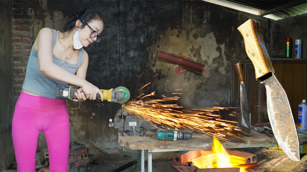 Forging Girl Restores Rusty Junkyard Knife into Razor Sharp Blade 🔥 | Trash to Treasure