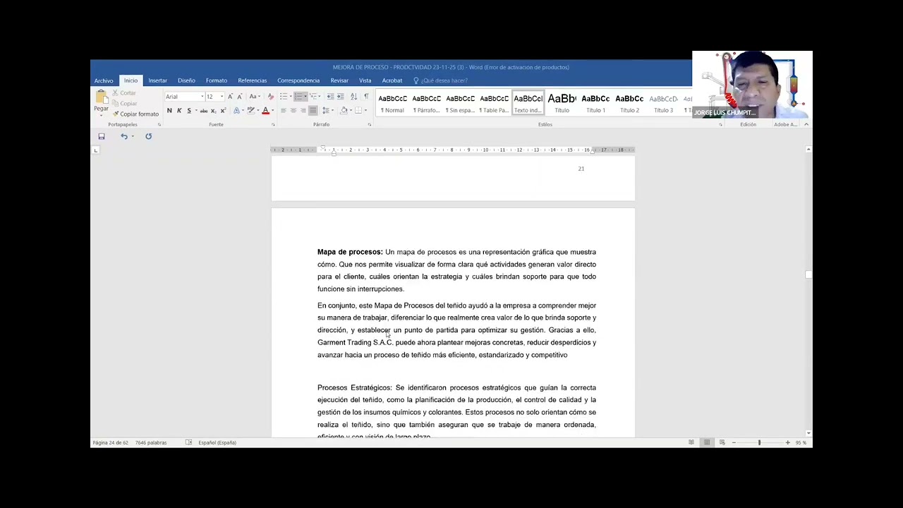 MEJORA DE PROCESOS Y DE TEÑIDO DE ALGODÓN PARA MEJORAR LA PRODUCTIVIDAD EN UNA EMPRESA INDUSTRIAL