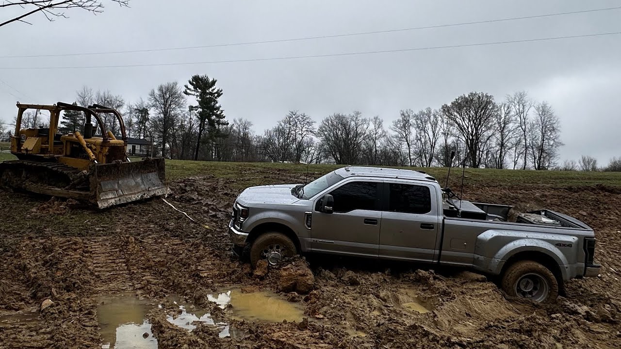 10,000 lb truck stuck in a pond!