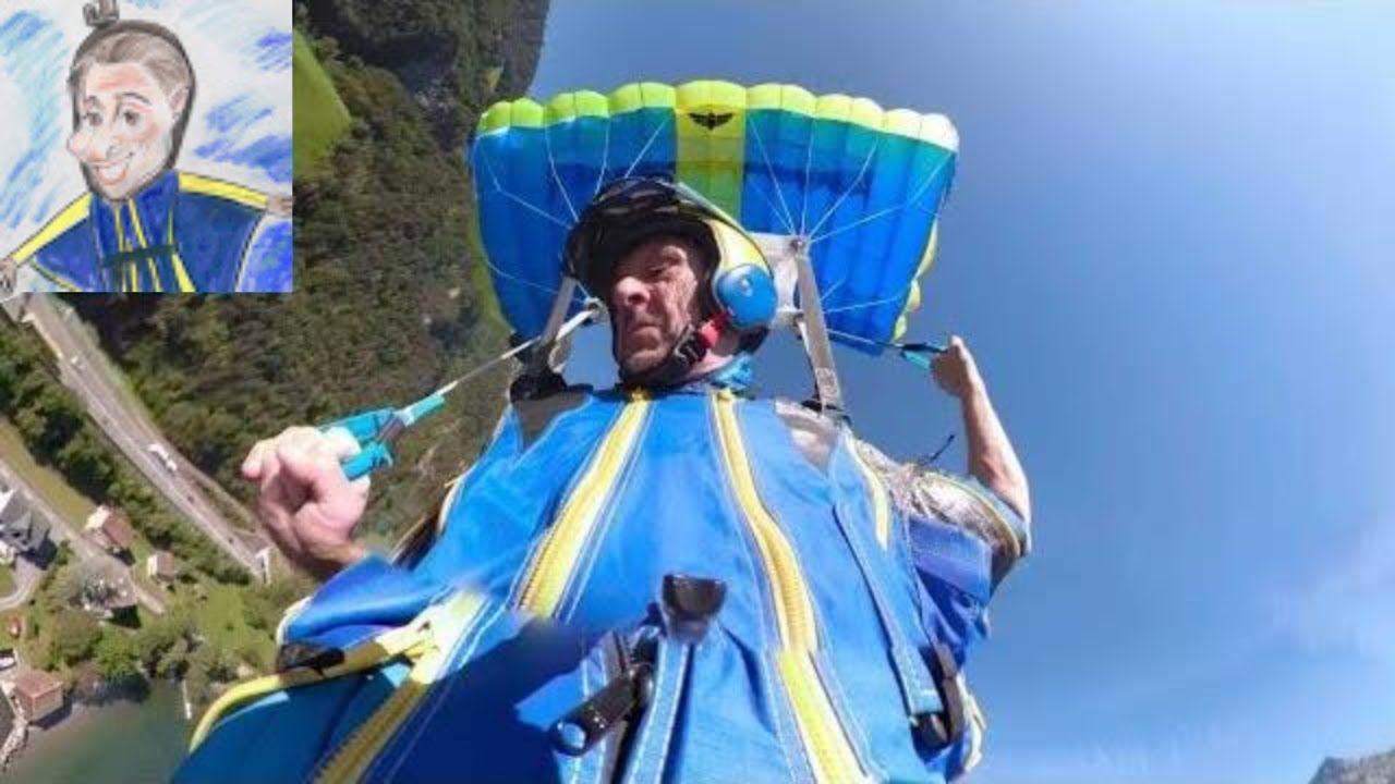 Incredible long Wingsuit flight. Gitschen, Switzerland
