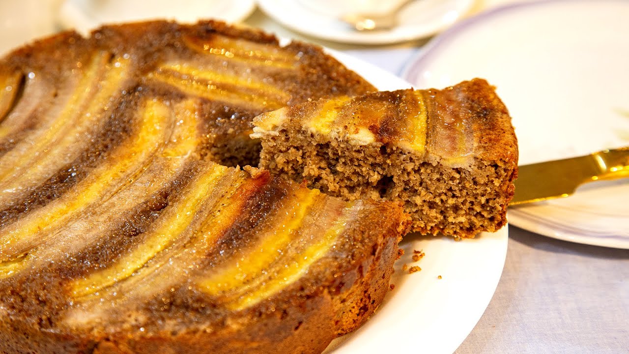 Como fazer bolo de banana fit invertido - irresistível comer um só pedaço