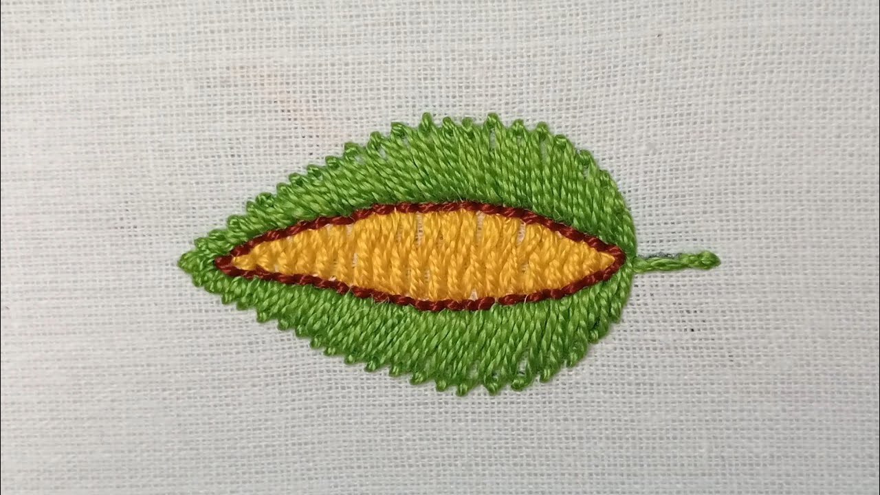 Beautiful Leaf Hand Embroidery Design |# hand embroidery|# Embroidery| Kadhai