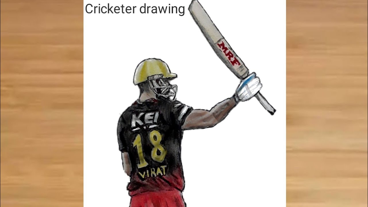 How to draw Virat Kohli (Royal challengers Bengaluru) Virat Kohli drawing || Cricket drawing