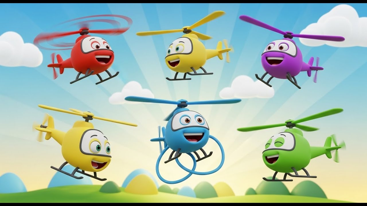 Five Little Toy Helicopters Whirr Whirr | Nursery Rhymes for Kids & Baby Songs