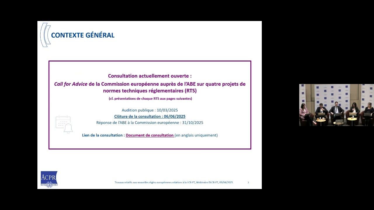 CEFIOB : Présentation des travaux de l'ABE sur les nouvelles règles européennes en LCB FT