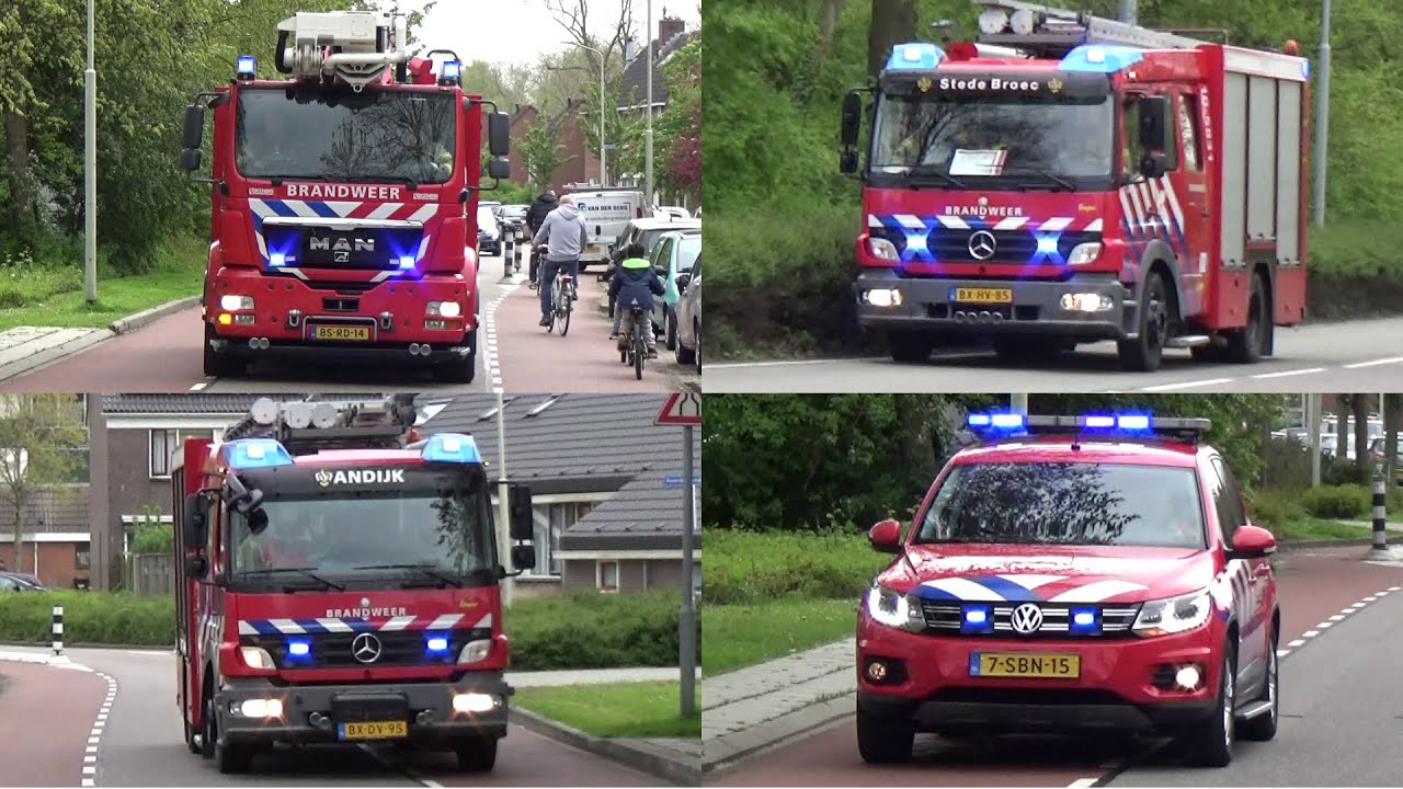Veel brandweer, ambulance en politie met spoed naar een grote dakbrand in Enkhuizen