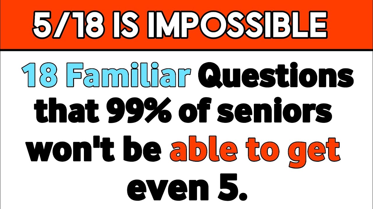 17 FAMILIAR QUESTIONS THAT 99% OF SENIORS WON'T BE ABLE TO SCORE EVEN 5. #quiz 308