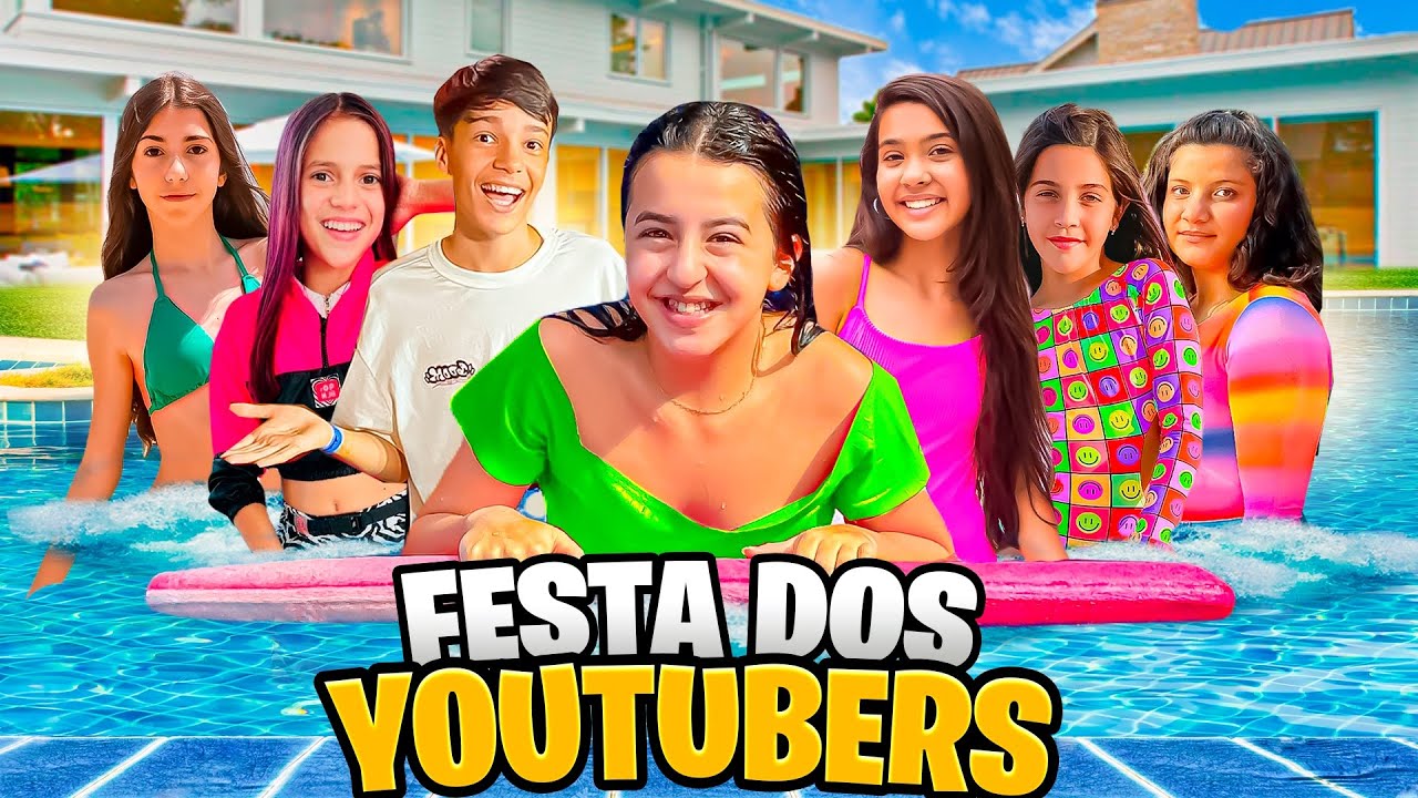 FESTA NA PISCINA COM YOUTUBERS: IRMÃS PINA, JESSICA SOUSA, MAITÊ, GUI | MARCELA JARDIM