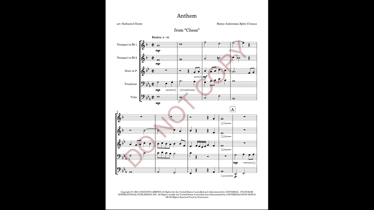 Anthem (form "Chess") for Brass Quintet