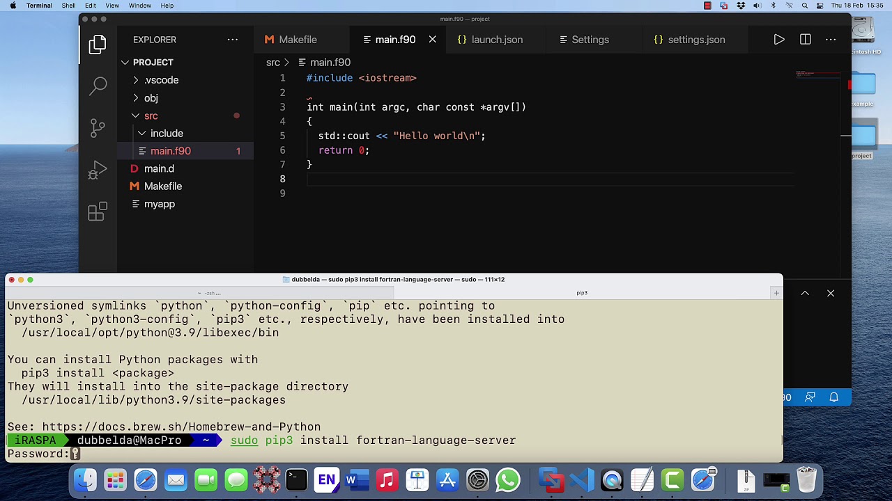 VS Code on MacOS for C, C++, and Fortran Part II