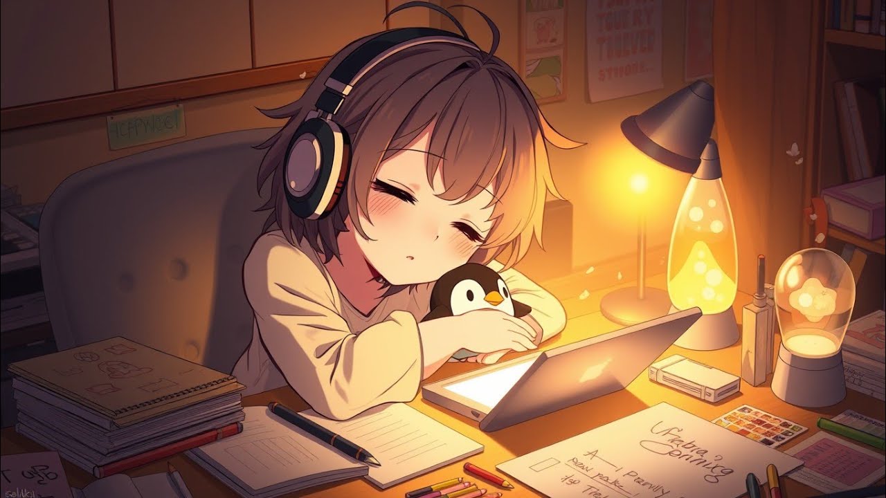 Midnight Lofi Escape 🌙 | Anime Girl & Penguin | Calm Beats for Focus & Sleep
