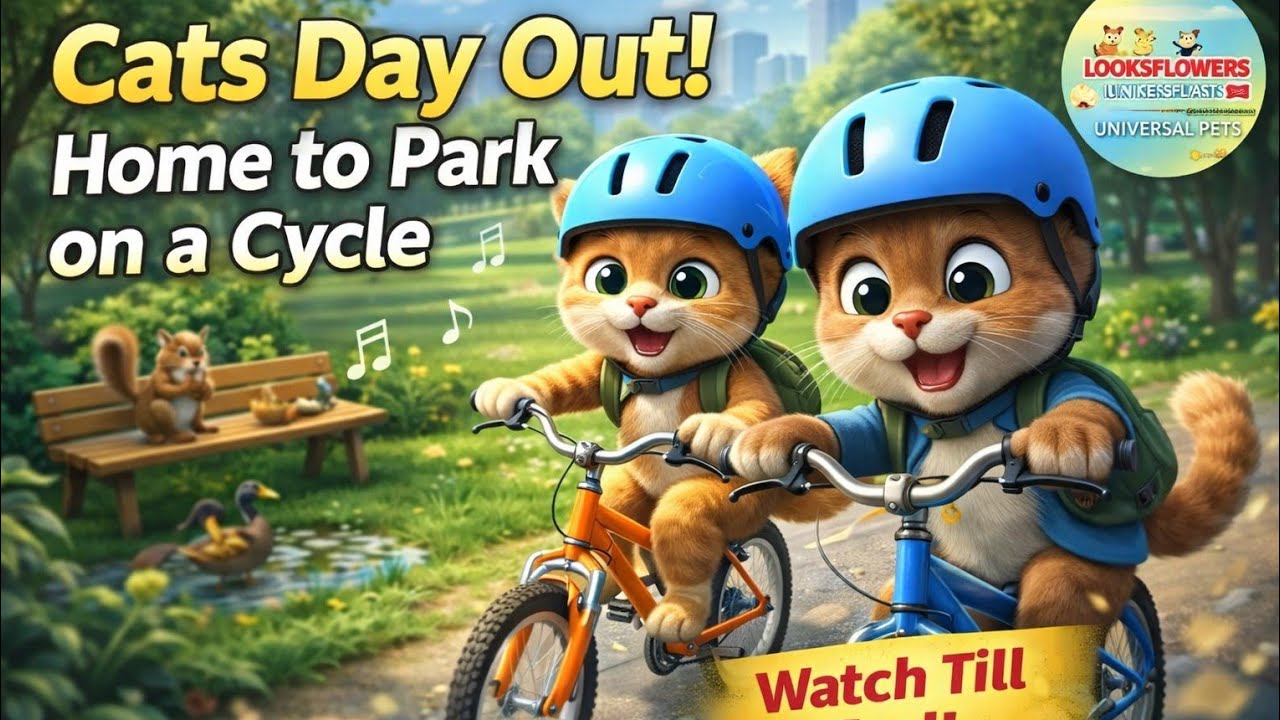 Cats Day Out! Home to Park on a Cycle – Full Adventure Vlog | LooksFlowers Universal Pets
